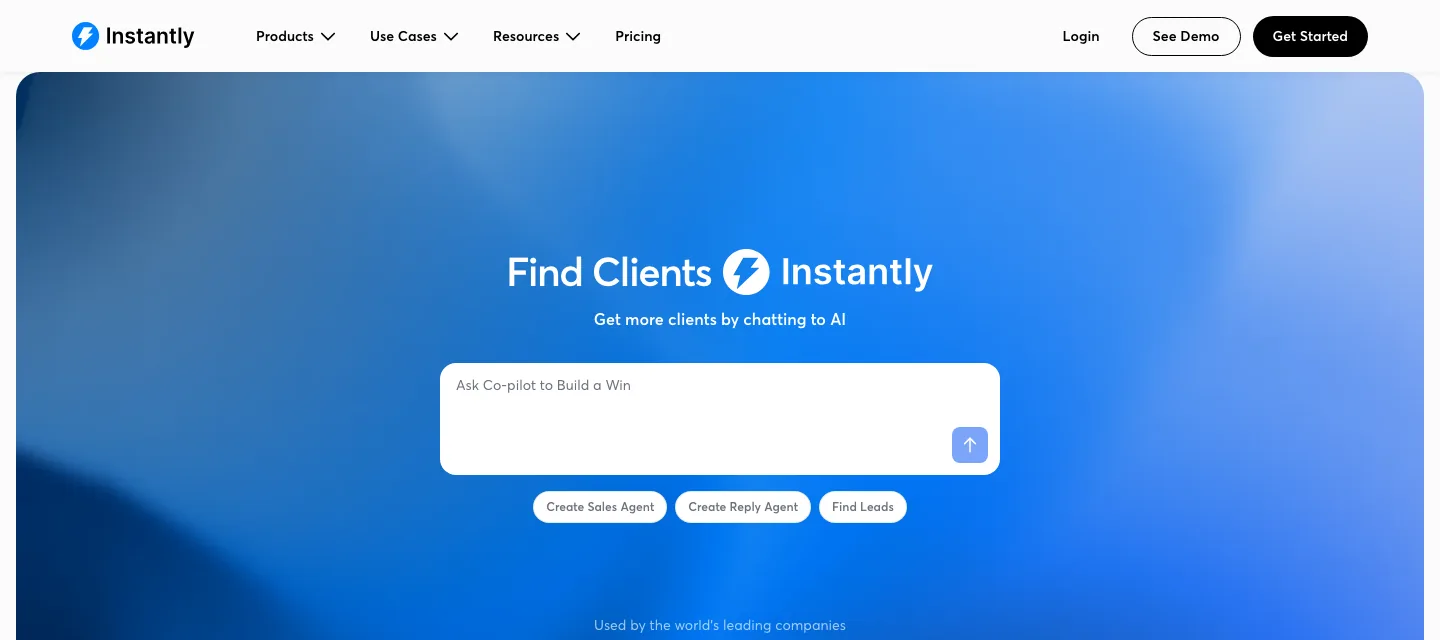 The Instantly homepage