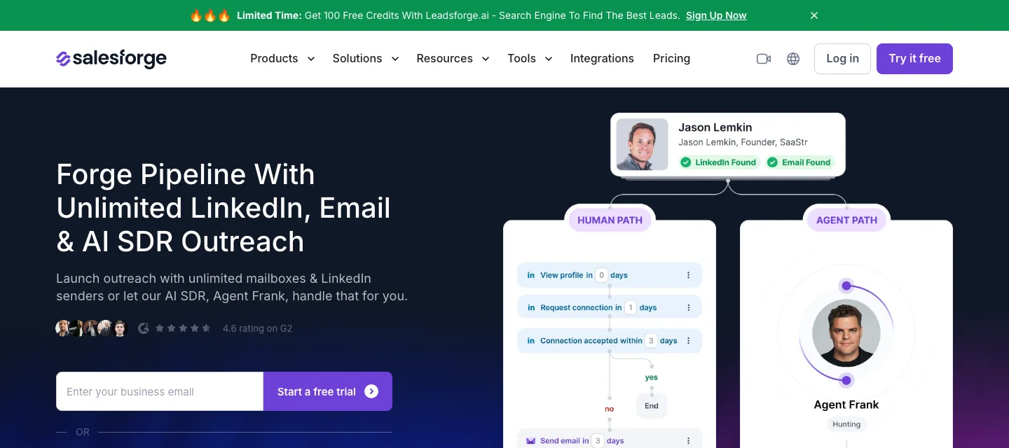 The Salesforge homepage