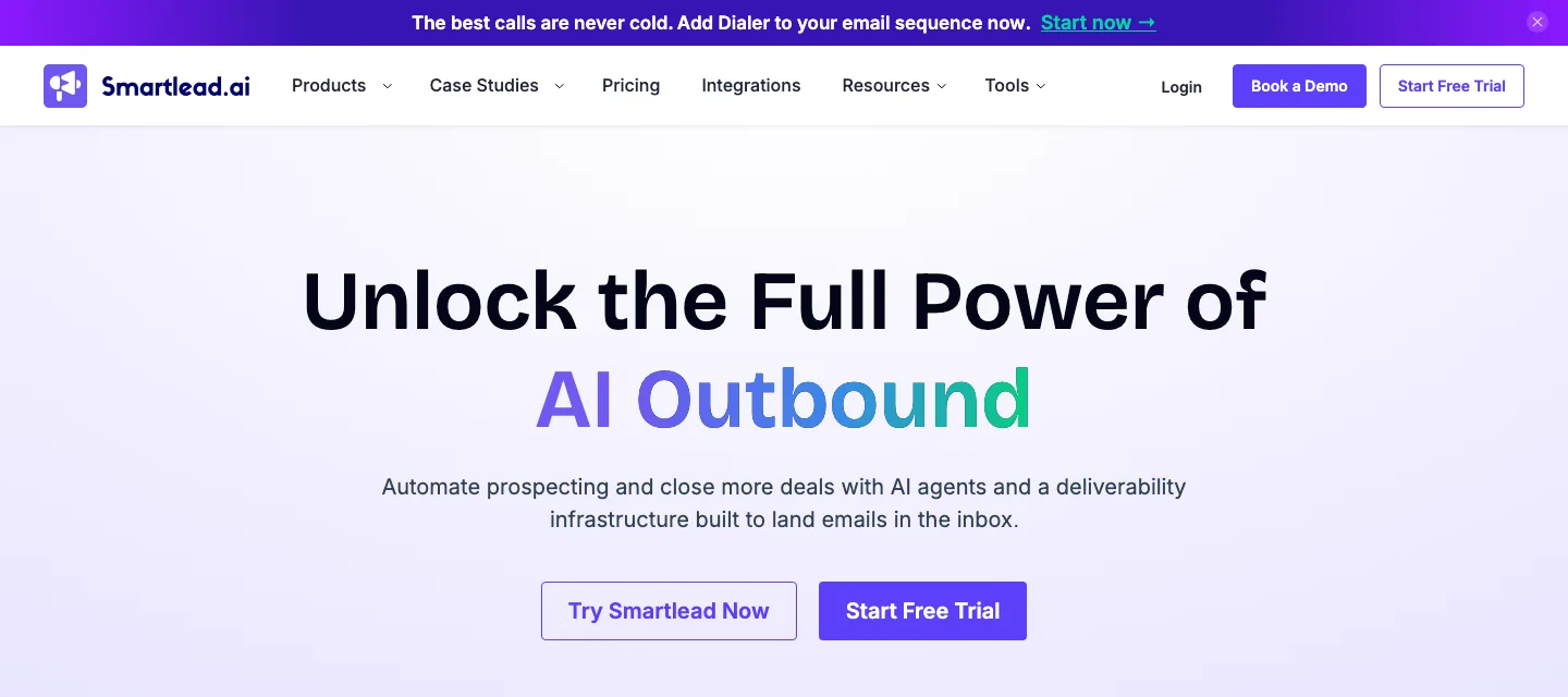 The Smartlead homepage